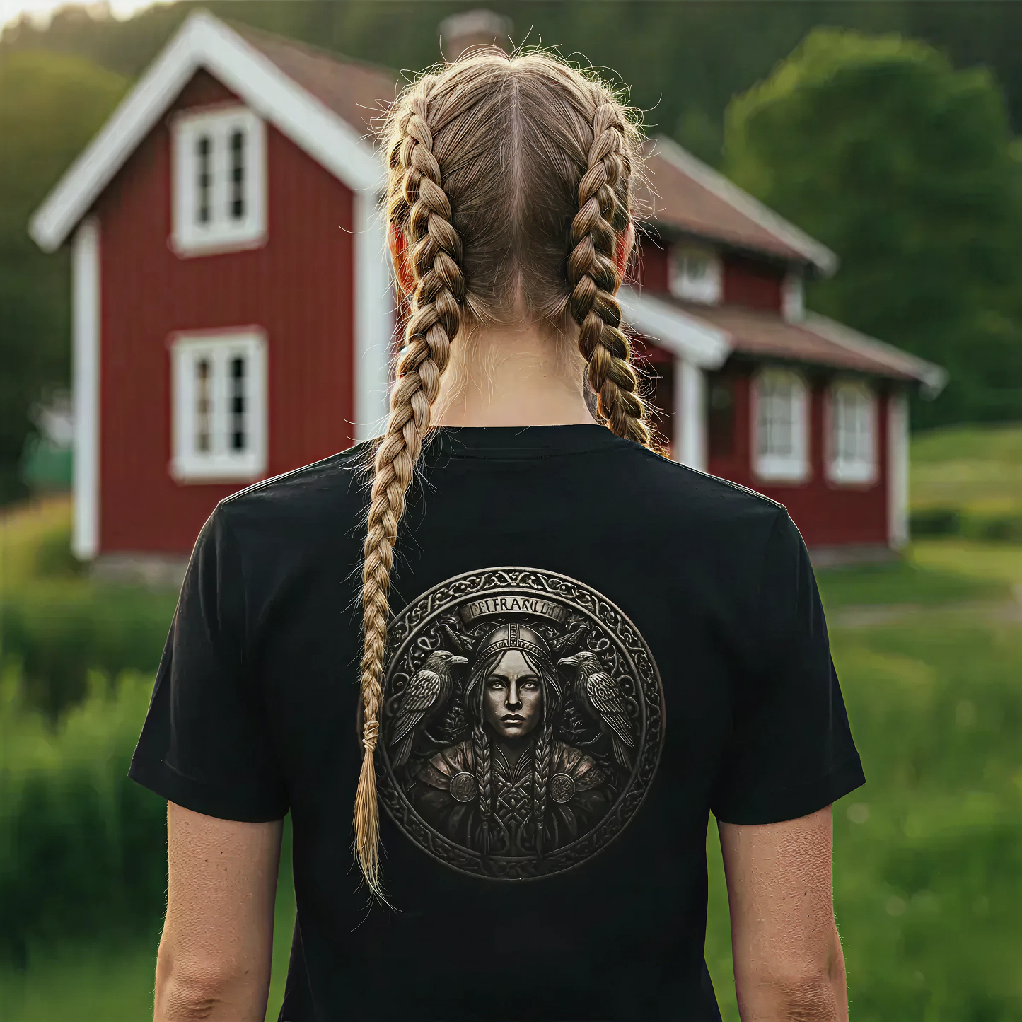 Shield Maiden Viking Warrior & Ravens Tee