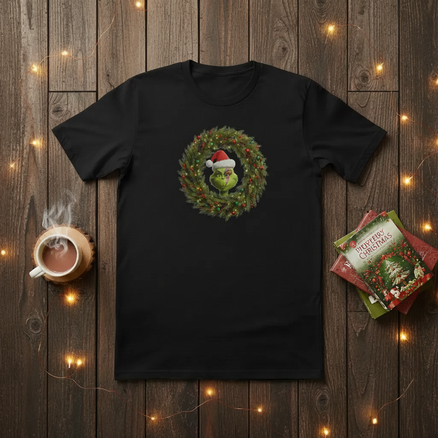Grinch Glam and Holiday Lightning Bolt and Wreath Tee