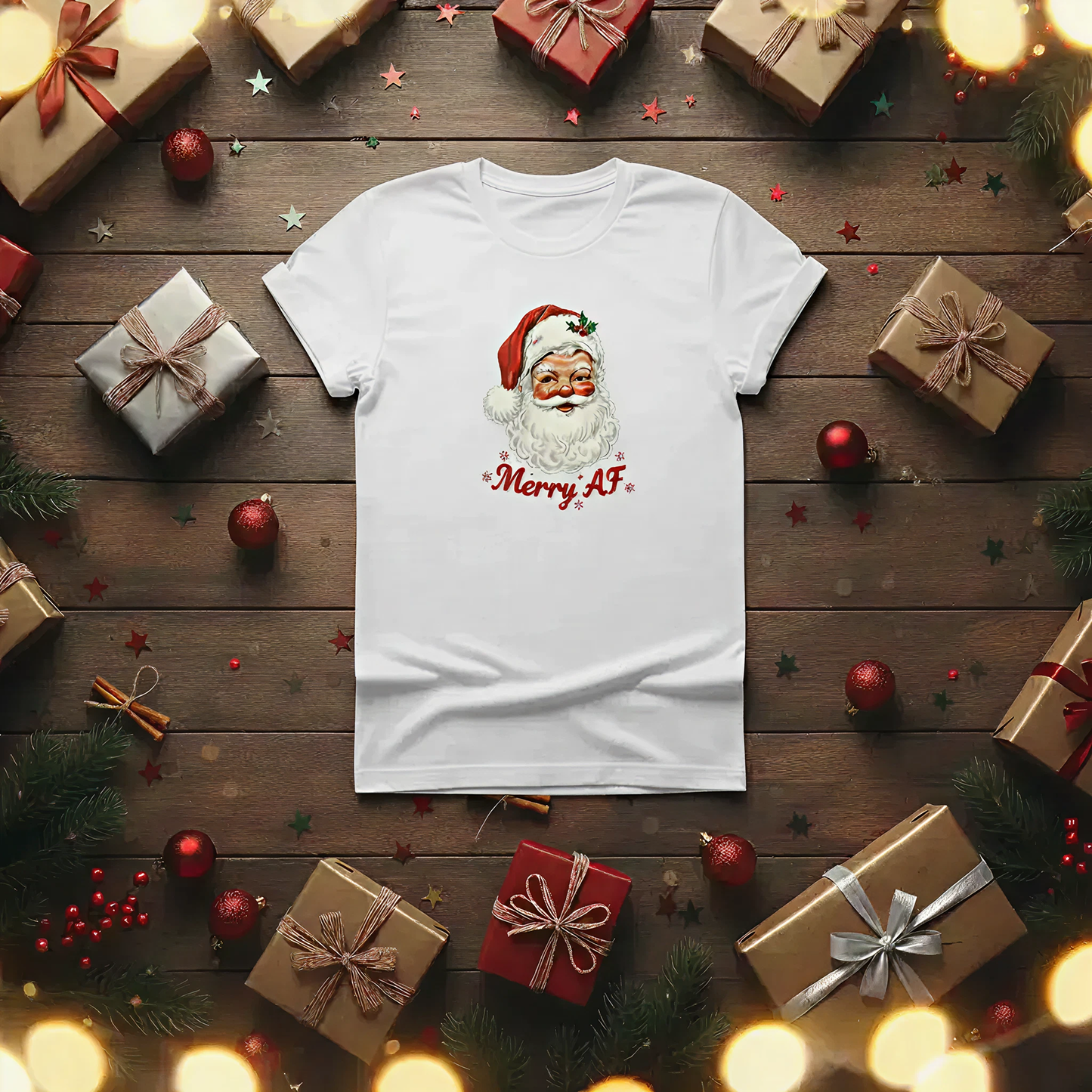 Retro Santa Holiday Tee (White)